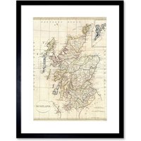 Vintage 1799 Clement Cruttwell Shire Map Scotland Shetland Isles Framed Wall Art Print Picture 12X16 inch W12" x H16"