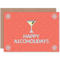 Xmas Merry Holidays Cocktail Pun Present Christmas Card