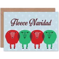 Xmas Merry Spanish Pun Present Sheep Christmas Card