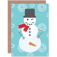 Artery8 Saucy Snowman Greetings Card in Blue