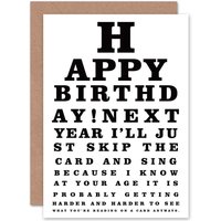 Artery8 Happy Birthday Grandpa Grandma Eye Test Old Age Greetings Card in White