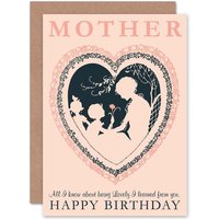 Artery8 Birthday Happy Mother Mum Mom Lovely Learned Greetings Card in Pink