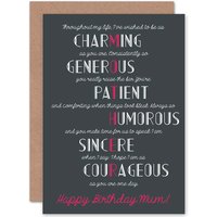 Artery8 All These Things Mum Mother Happy Birthday Greetings Card in Grey