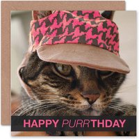 Debenhams Enjoy 15% Discount Happy Purrthday Pink Cat Hat Card for Cat Lovers