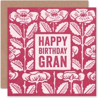 Retro Rose Flower Design Happy Birthday Gran Card