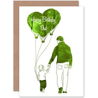 Artery8 Birthday Happy Fun Father Dad Green Tree Balloon Greetings Card