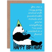 Artery8 Party Animal Panda Greetings Card in Blue