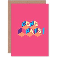 Artery8 Congratulations Blocks Pink Greetings Card