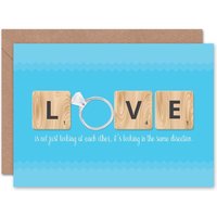 Love Same Direction Ring Scrabble Birthday Wedding Card