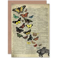 Artery8 Birthday Upcycle Butterfly Explosion Piano Greetings Card in Beige