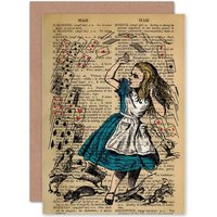 Artery8 Birthday Upcycle Dictionary Alice Wonderland Greetings Card