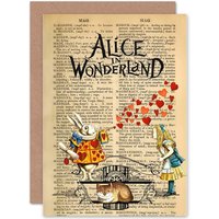 Artery8 Upcycle Dictionary Alice Wonderland Greeting Card in Beige