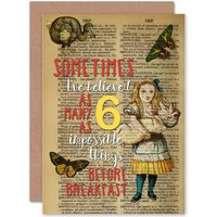 Artery8 Upcycle Sometimes Before Breakfast Quote Alice Wonderland Greetings Card