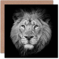 Lion Head White Animal Photograph Big Cat Lover Card
