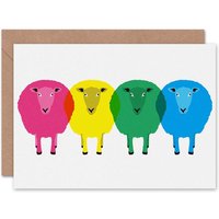 Colourful Sheep Bright Birthday Thankyou Greeting Art Card