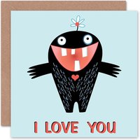 Artery8 Valentine Love Monster Fun Partner Anniversary Valentines Card
