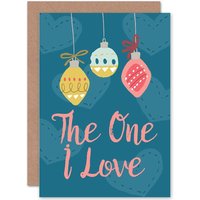 Artery8 Merry Christmas To The One I Love Greetings Card in Blue
