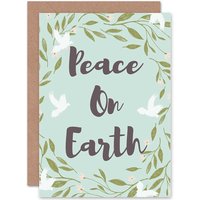 Artery8 Peace On Earth Christmas Greetings Card in Blue