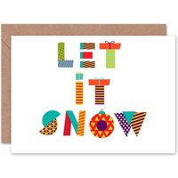 Patchwork Let It Snow Christmas Card