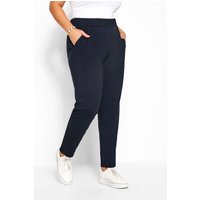 Yours Women's Double Pleat Jersey Stretch Joggers in Blue | Size: 14