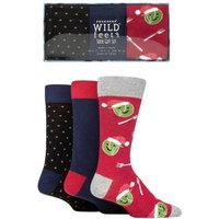 SOCKSHOP Wild Feet Men's 3 Pair Christmas Flat Gift Boxed Socks | Size: 7-11