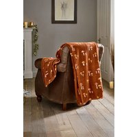 Toadstool Scatter Throw Mushroom Print Autumn Fleece Blanket 140x180cm Terracotta cm x 180 cm