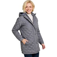Amber Women's Quilted Water-Resistant Jacket with Detachable Hood Adjustable Cuffs in Grey | Size: 20