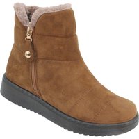 Chums Women's Wide Fit Faux Suede Thermal Lined Boots in Brown | Size: 7