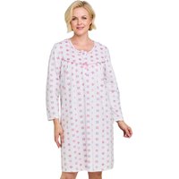 Chums Women's Brushed Fleece Nightdress, Super Soft Long Sleeve Winter Nighty with in Pink | Size: 24-26