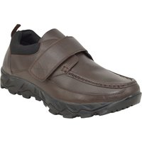 Leather Wide Fit Touch Fasten Moccasin
