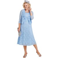 Amber Women's Elegant Lace Dress & Jacket Set Sleeveless Fit in Light Blue | Size: 20