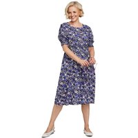 Amber Women's Smock Cuff & Waist Print Viscose Dress in Lavender | Size: 20
