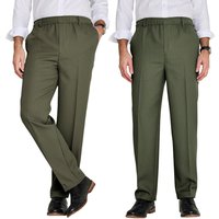 Pack 2 Elasticated Waist Pull On Trousers Dark 42R