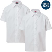 David Luke Short Sleeve School Shirt with Velcro Fastening 2 pack in White | Size: 3-4 Years