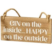 Langs Hanging Wooden Plaque - Gin On The Inside in Light Brown