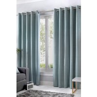 Fusion 'Sorbonne' 100% Cotton Light Filtering Plain Dyed Eyelet Curtains in Duck Egg Blue | Size: 168 cm width x 183 cm drop