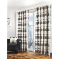 Fusion 'Balmoral Check' Country Checked Pattern Pair of Eyelet Curtains in Dark Grey | Size: 168 cm width x 137 cm drop
