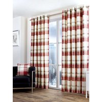 Fusion 'Balmoral Check' Country Checked Pattern Pair of Eyelet Curtains in Scarlet | Size: 229 cm width x 183 cm drop