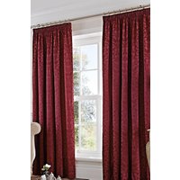 Dreams & Drapes 'Eastbourne' Damask Woven Jacquard Pair of Pencil Pleat Curtains in Burgundy | Size: 229 cm width x 229 cm drop