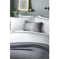 Serene 'Pom Pom' Embellished Trim Duvet Cover Set in Grey | Size: Double