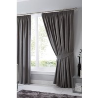 Fusion 'Dijon' Thermal & Blackout Fully Lined Pencil Pleat Curtains in Charcoal | Size: 117 cm width x 183 cm drop