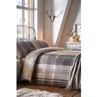 Dreams & Drapes 'Colville Check' 100% Brushed Cotton Duvet Cover Set in Grey | Size: Super King