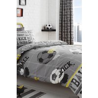 Bedlam 'Football' Theme Childrens Bedroom Duvet Cover Set in Grey | Size: Single
