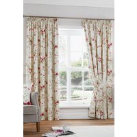 Fusion 'Jeannie' 100% Cotton Light Filtering Pair of Pencil Pleat Curtains in Red | Size: 168 cm width x 229 cm drop