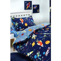 Supersonic Glow Dark Space Rocket Duvet Cover Set Single