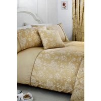 Dreams & Drapes 'Jasmine' Floral Jacquard Duvet Cover Set in Beige | Size: Single