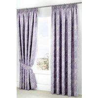 Dreams & Drapes 'Jasmine' Floral Jacquard Pencil Curtains with Tie-backs in Lavender | Size: 168 cm width x 183 cm drop