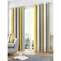 Whitworth Stripe Fully Lined 100% Cotton Eyelet Curtains cm width x 137 cm drop