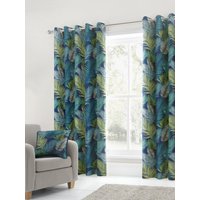 Fusion 'Tropical' Exotic Palm Leaf Print 100% Cotton Eyelet Curtains | Size: 117 cm width x 183 cm drop