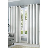 Fusion 'Sorbonne' 100% Cotton Light Filtering Plain Dyed Eyelet Curtains in White | Size: 168 cm width x 137 cm drop